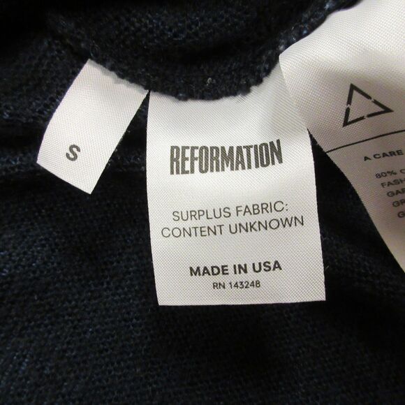 Reformation Womens‎ Crewneck Sweater size S Blue Flare Hem Pullover - Picture 6 of 11